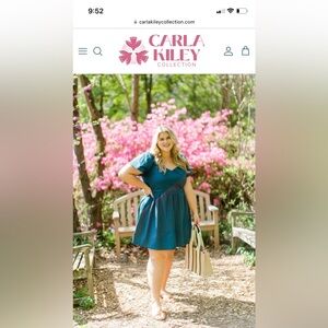 Carla Kiley Collection Teal Dress with Short Sleeves